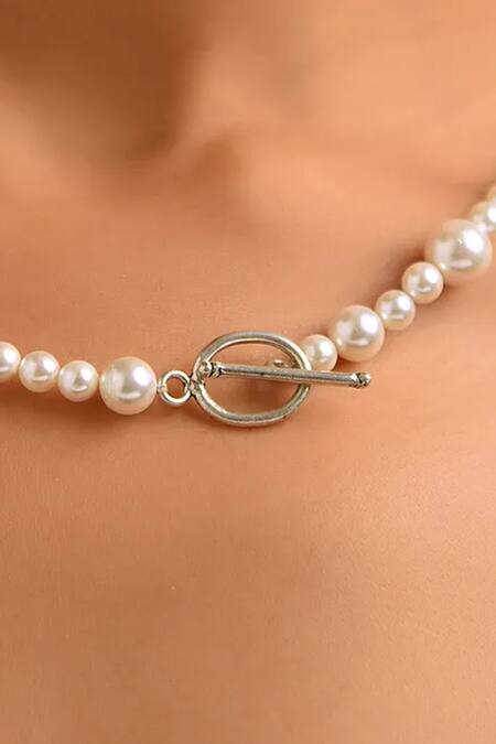 Kastiya Jewels_White Pearl Beaded Long Necklace_at_Aza_Fashions