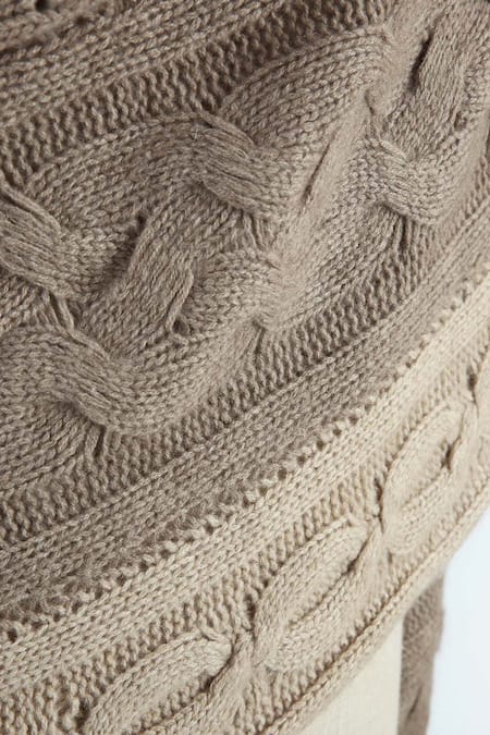 Shop Pashma Beige Hand Knit Cashmere Scarf Online at Aza Fashions Shop_Pashma_Beige Hand Knit Cashmere Scarf _Online_at_Aza_Fashions