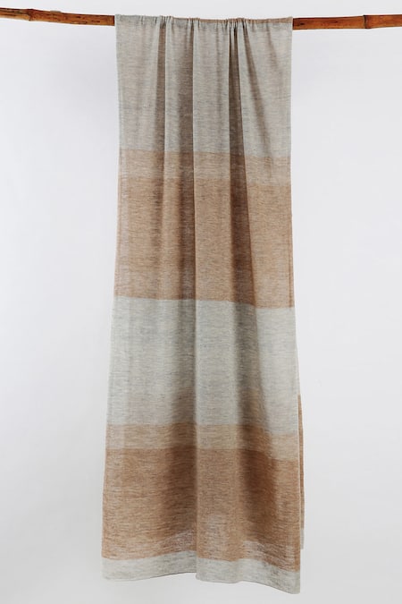 Shop Pashma Beige Knitted Cashmere Scarf at Aza Fashions Shop_Pashma_Beige Knitted Cashmere Scarf _at_Aza_Fashions