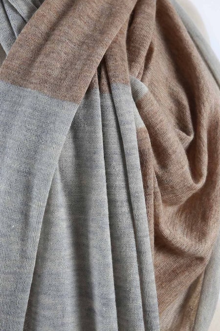 Pashma Beige Knitted Cashmere Scarf Online at Aza Fashions Pashma_Beige Knitted Cashmere Scarf _Online_at_Aza_Fashions
