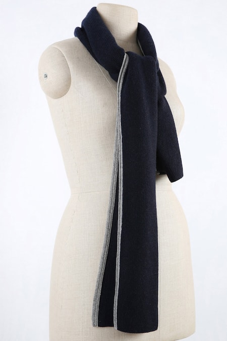 Pashma Blue Hand Knit Cashmere Muffler