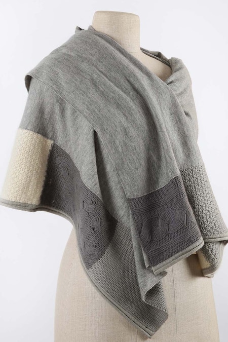 Pashma Grey Hand Knit Cashmere Scarf