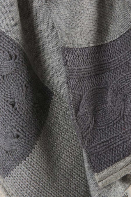 Buy_Pashma_Grey Hand Knit Cashmere Scarf _Online_at_Aza_Fashions