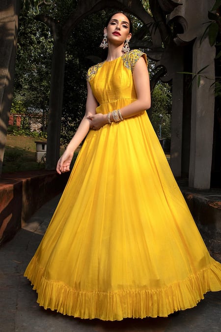 You must try These Stunning Yellow colour long Dress Designs and steal  Everyone Attention 2023 - YouTube