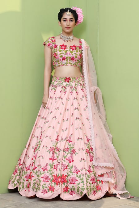 Keerthi Kadire Silk Embroidered Bridal Lehenga Set 