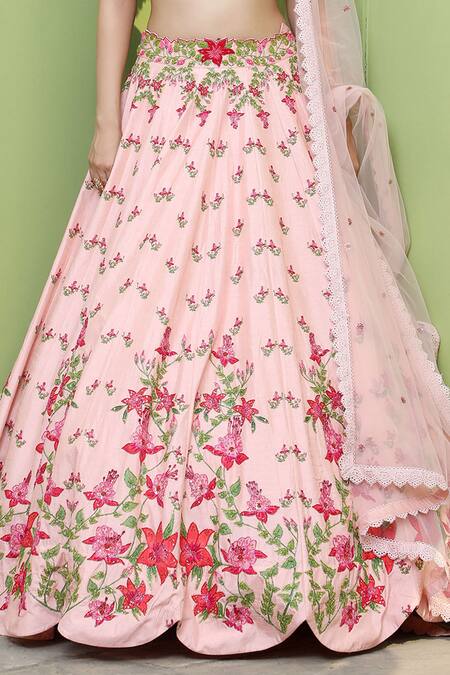 Keerthi Kadire Peach Raw , Net, Dola Round Embroidered Bridal Lehenga Set at Aza Fashions Keerthi Kadire_Peach Raw , Net, Dola Round Embroidered Bridal Lehenga Set _at_Aza_Fashions
