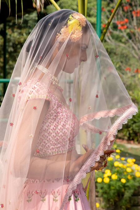 Shop Keerthi Kadire Pink Raw , Net, Dola Round Embroidered Bridal Lehenga Set Online at Aza Fashions Shop_Keerthi Kadire_Pink Raw , Net, Dola Round Embroidered Bridal Lehenga Set _Online_at_Aza_Fashions