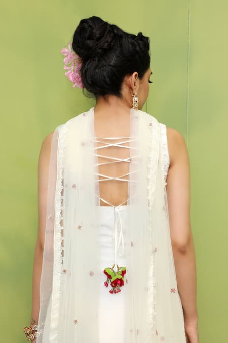 Shop_Keerthi Kadire_White Dola Silk Embroidery Square Neck Sharara Set _Online_at_Aza_Fashions