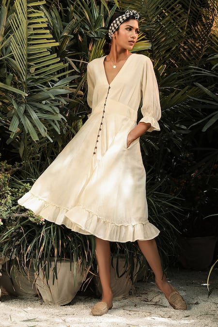 Kharakapas Cotton Empire Dress 