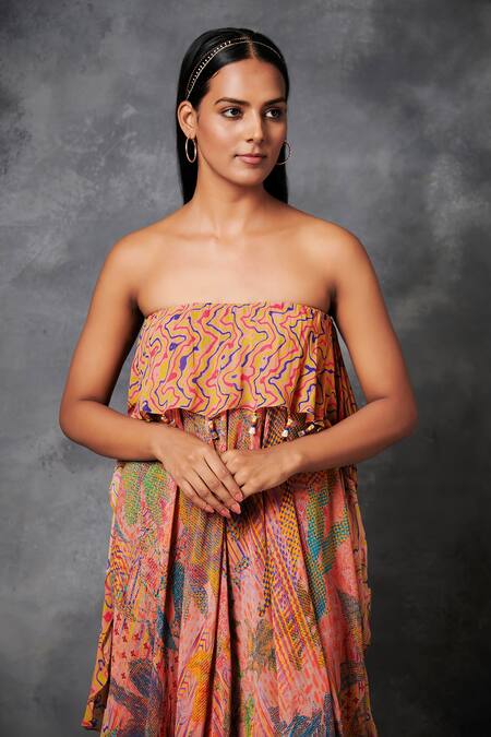 Buy Saundh Peach Natural Crepe Floral, Abstract And Lace Work Straight Konyak Tube Dress Online at Aza Fashions Buy_Saundh_Peach Natural Crepe Floral, Abstract And Lace Work Straight Konyak Tube Dress _Online_at_Aza_Fashions