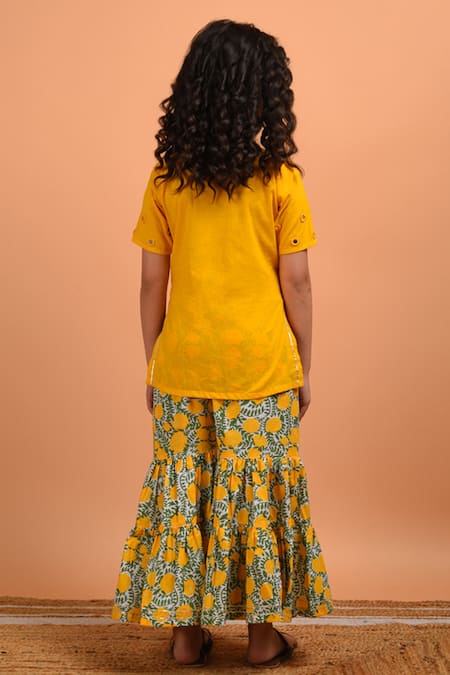 Kalp Mirror Embroidered Kurta Sharara Set 