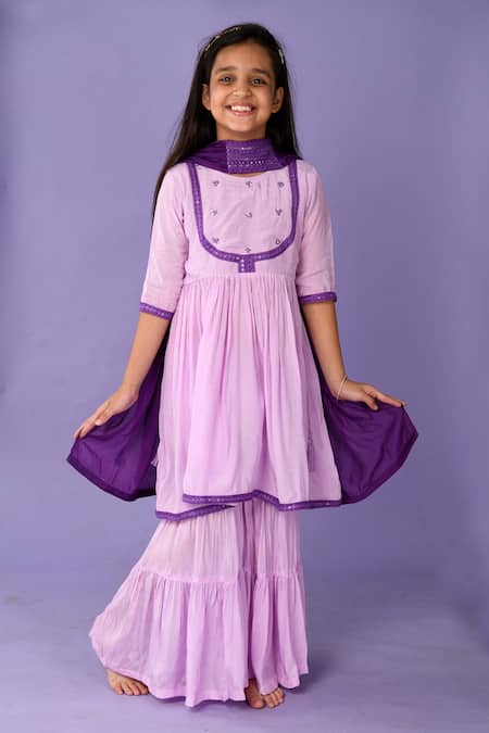 Kalp Embroidered Kurta Sharara Set 