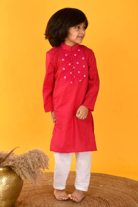 Kalp Pink Cotton Bandhani Yoke Kurta And Pant Set Online at Aza Fashions Kalp_Pink Cotton Bandhani Yoke Kurta And Pant Set _Online_at_Aza_Fashions