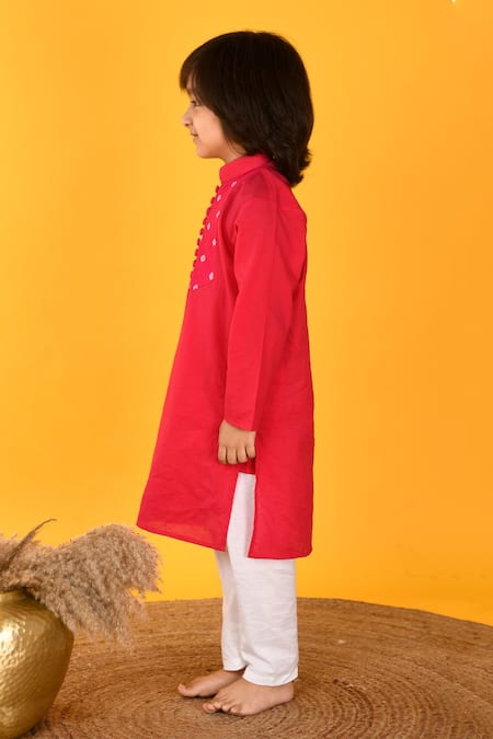 Buy Kalp Pink Cotton Bandhani Yoke Kurta And Pant Set Online at Aza Fashions Buy_Kalp_Pink Cotton Bandhani Yoke Kurta And Pant Set _Online_at_Aza_Fashions