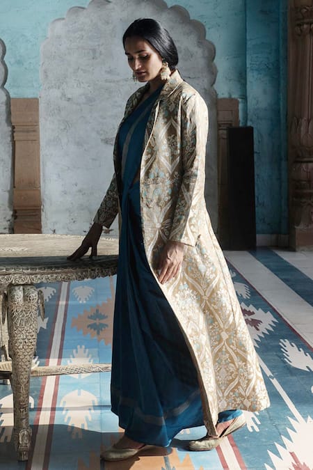 Kasturi Kundal Satin Banarasi Handloom Jacket 