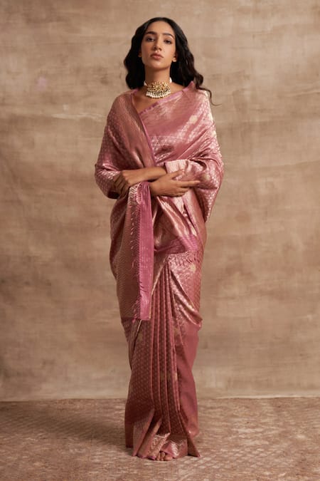 Kasturi Kundal Pink Base Fabric Pure Silk Banarasi Handloom Saree 