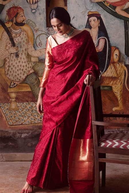 OMG Spacial Maroon Handloom - Handloom Saree | Maroon Saree