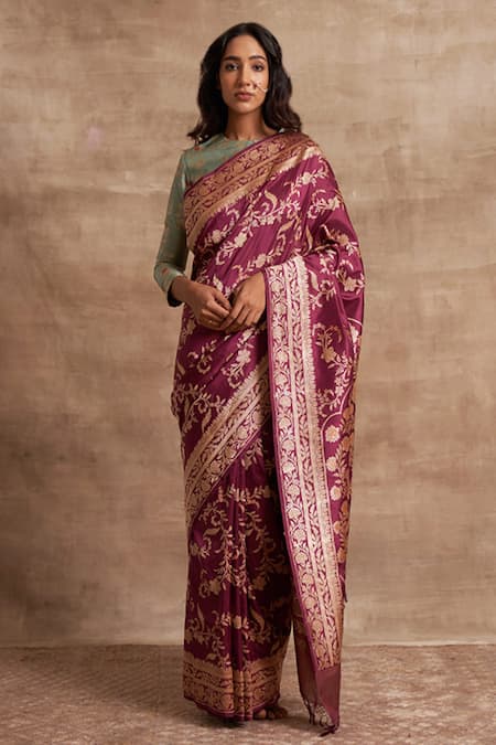 Kasturi Kundal Purple Base Fabric Pure Silk Banarasi Handloom Saree 