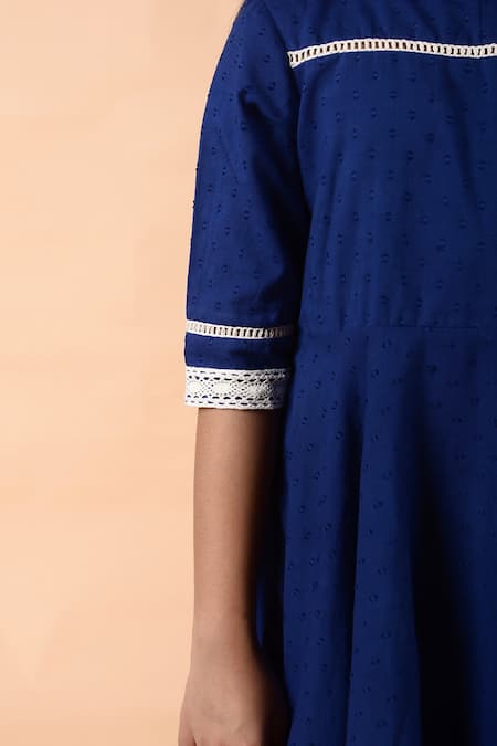 Shop_Kalp_Blue Cotton Lace Sapphire Dress _Online_at_Aza_Fashions