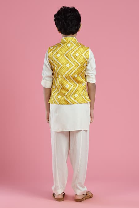 Kora By Nilesh Mitesh Shibori Print Bundi & Kurta Set 