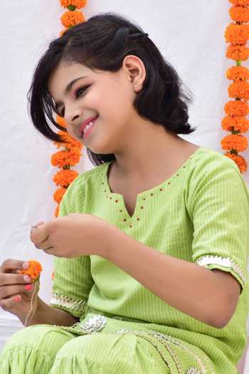 Buy Kalp Green Cotton Embroidery, Gota Patti Kurta Sharara Set Online at Aza Fashions Buy_Kalp_Green Cotton Embroidery, Gota Patti Kurta Sharara Set _Online_at_Aza_Fashions