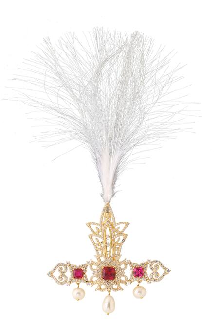 Shop Cosa Nostraa Gold Stone, Bead The Maharaja Drop Kalangi at Aza Fashions Shop_Cosa Nostraa_Gold Stone, Bead The Maharaja Drop Kalangi _at_Aza_Fashions