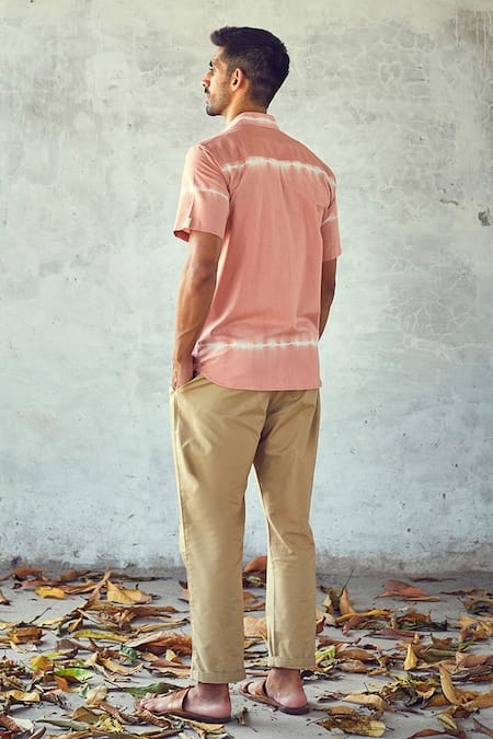 Shop Kharakapas Pink Handloom Cotton Pattern Flurry Shirt at Aza Fashions Shop_Kharakapas_Pink Handloom Cotton Pattern Flurry Shirt _at_Aza_Fashions