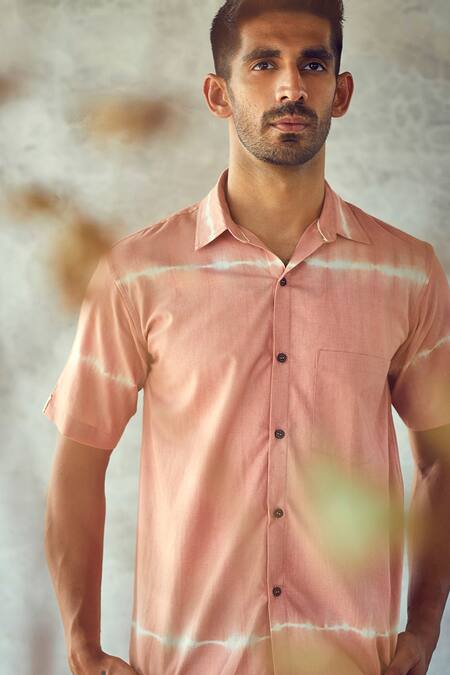 Buy Kharakapas Pink Handloom Cotton Pattern Flurry Shirt Online at Aza Fashions Buy_Kharakapas_Pink Handloom Cotton Pattern Flurry Shirt _Online_at_Aza_Fashions