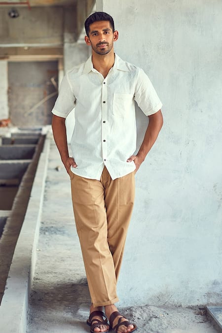 Kharakapas White Linen Opaque Hue Shirt