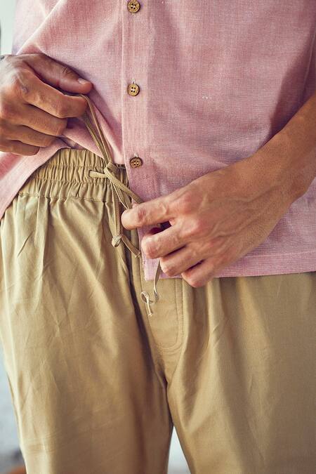 Kharakapas Beige 100% Cotton Irish Pyjama Trouser at Aza Fashions Kharakapas_Beige 100% Cotton Irish Pyjama Trouser _at_Aza_Fashions