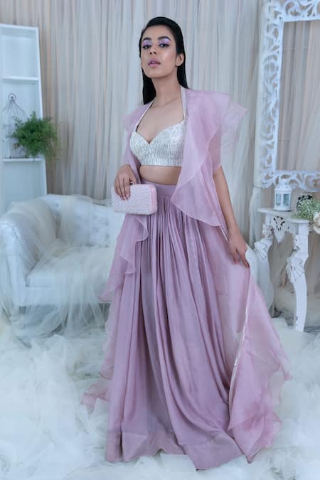 Varun Chakkilam Ruffle Jacket & Lehenga Set 