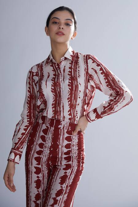Shop_Koai_White Cotton Silk Dabu Print Shirt _Online_at_Aza_Fashions