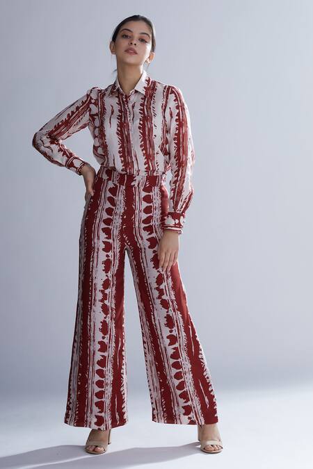 Koai_White Cotton, Silk Dabu Print Palazzos For Kids_Online_at_Aza_Fashions