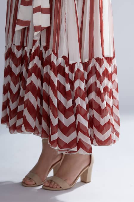 Koai_White Georgette Dabu Print Tiered Maxi Dress _at_Aza_Fashions