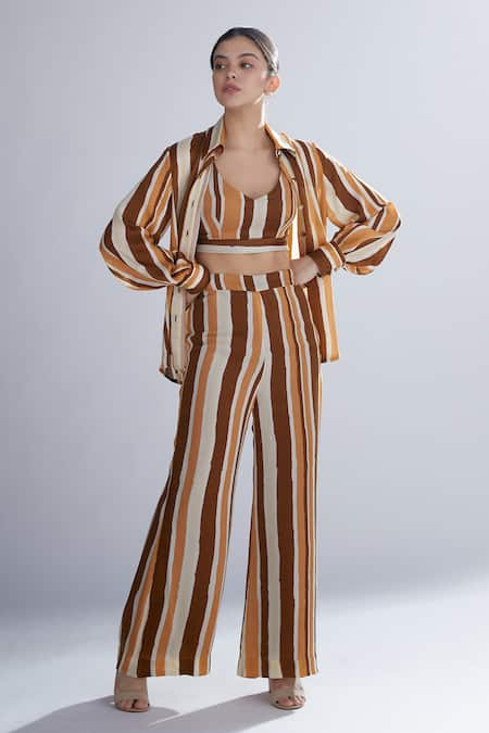 KoAi Silk Striped Palazzos 