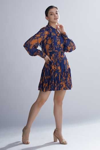 Koai Blue Chiffon Floral Print Tiered Frill Dress Online at Aza Fashions Koai_Blue Chiffon Floral Print Tiered Frill Dress _Online_at_Aza_Fashions