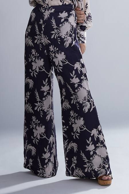 Shop_Koai_Purple Silk Floral Print Palazzos For Kids_Online_at_Aza_Fashions