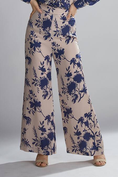 Buy_Koai_Peach Silk Floral Print Palazzos For Kids_Online_at_Aza_Fashions