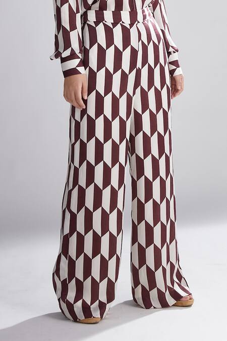 Koai_Brown Silk Printed Palazzos For Kids_Online_at_Aza_Fashions