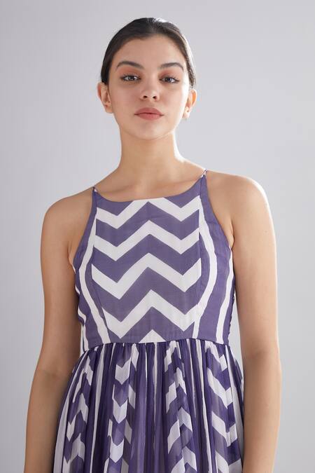 Buy Purple Georgette Printed Flared Maxi Dress For Women by KoAi