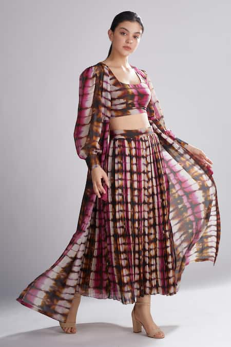 Koai Chanderi Silk Pleated Skirt 