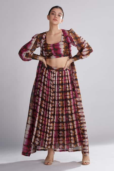 Koai Chanderi Silk Pleated Skirt 