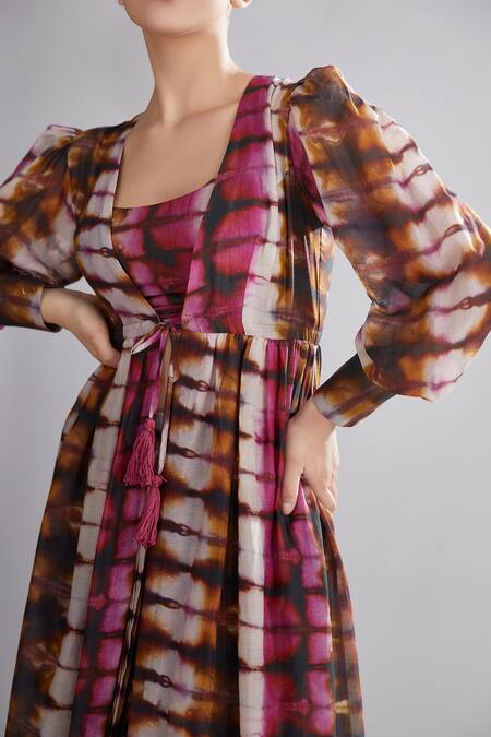 Koai_Multi Color Chanderi Silk Printed Jacket For Kids_at_Aza_Fashions