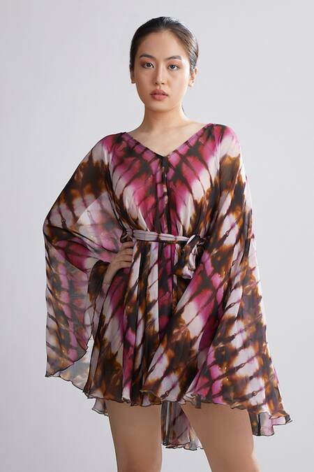 Koai_Multi Color Chiffon Printed Kaftan Top_Online_at_Aza_Fashions