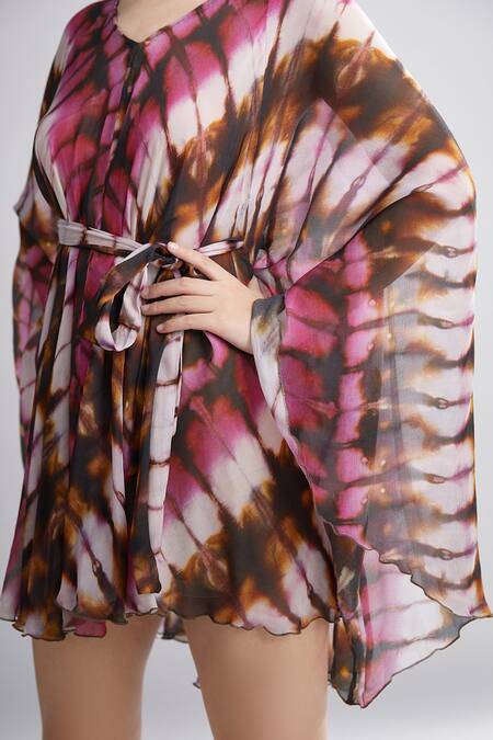 Shop_Koai_Multi Color Chiffon Printed Kaftan Top_Online_at_Aza_Fashions