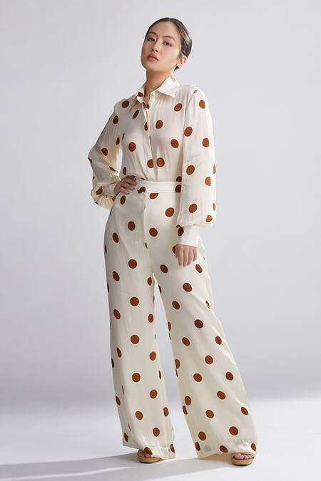 Koai Silk Polka Dot Print Palazzos For Kids