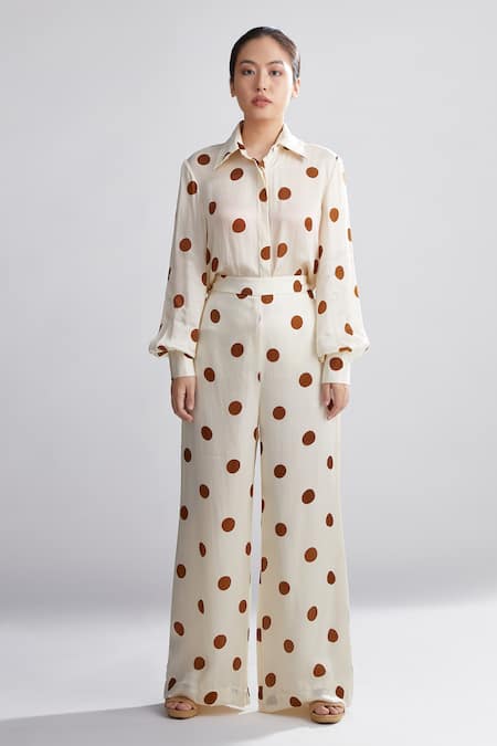 KoAi Silk Polka Dot Print Palazzos 