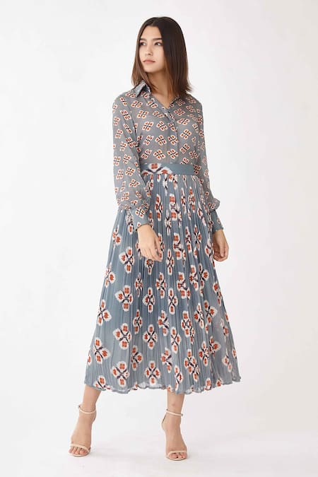KoAi Georgette Crinkled Printed Skirt 