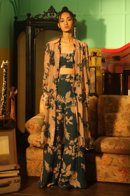 Buy_Koai_Pink Chanderi Floral Print Jacket For Kids_Online_at_Aza_Fashions