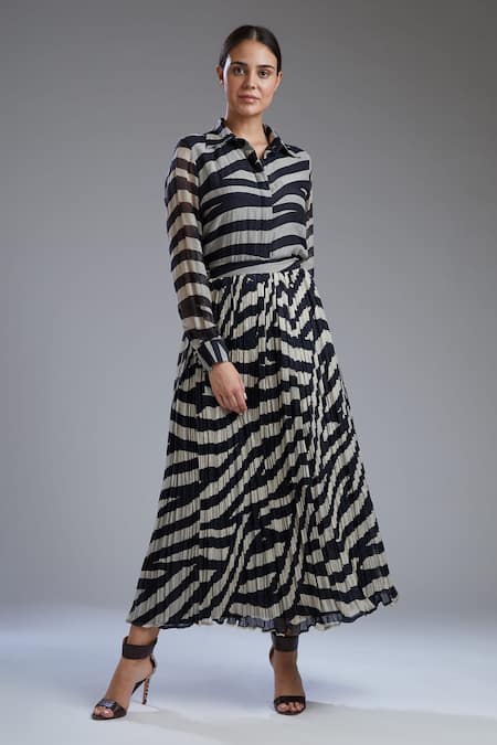 KoAi Printed Chanderi Silk Skirt 